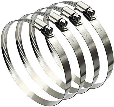 4Pcs 141-165mm Hose Clips Adjustable 304 Stainless Steel Duct Clamps Hose Clamp Pipe Clamp Air Ducting Clamp Worm Drive Hose Clamps