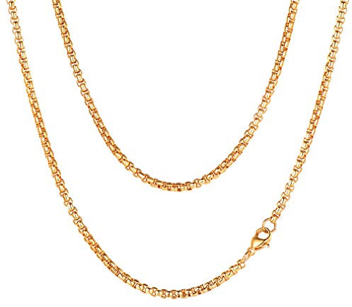 FaithHeart Goldene Venezianerkette für Damen und Herren, 3MM Breit 55cm Lang Hip pop Kette Halskette, Punk Halskette Partnerkette Freundschaftskette