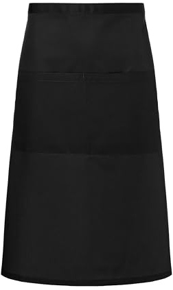 Karlowsky BBSS 3 PURE Bistroschürze BASIC mit Tasche, 65% Polyester/35% Baumwolle, Schwarz, Einheitsgröße