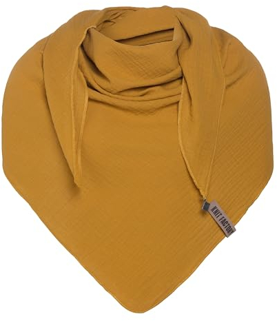 KNIT FACTORY - Liv Dreieckstuch - Tuch Schal für Damen - Weiches Musselintuch - Für Frühling und Sommer - 100% Bio-Baumwolle - Ocker