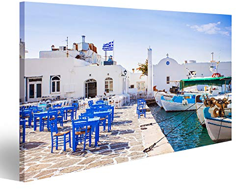 Bild Bilder auf Leinwand Griechisches Fischerdorf in Paros Naousa Griechenland Wandbild Poster Leinwandbild TGW