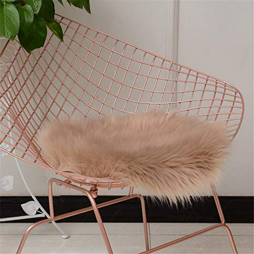 Deike Mild Rund Sitzkissen Faux Lammfell Schaffell Sitzauflage Fell Optik Nachahmung Wolle Teppich Stuhl Sofa Matte (Khaki,40cm)