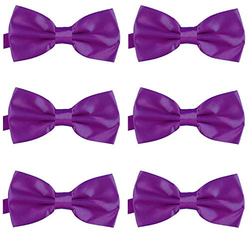 DonDon Set de 6 Pajarita para hombre de 12 x 6 cm ajustable y lista para usar Lila 2