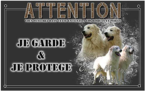 Je monte la garde personnalisée chien de montagne des pyrénées - pré percée et vis livrées. De 30 cm à 15 cm…