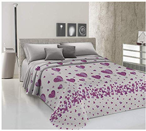 Dalila Casa Copriletto Copritutto Mongolfiera 100% Cotone(Lilla, 1 Piazza e mezza)