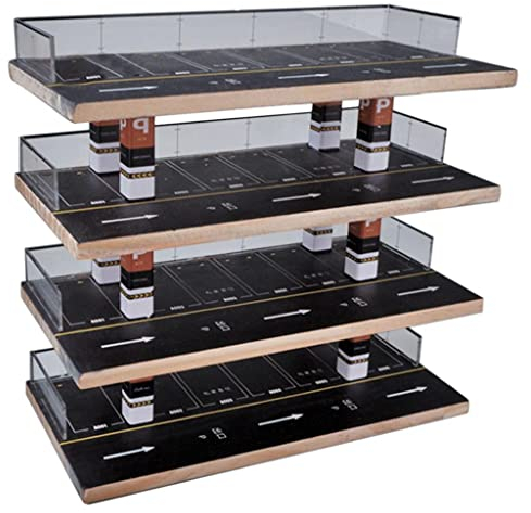 chiwanji 4 Layers Parking Lot Model Scene Toy Car Garage Acrylic Display Case Desktop Gifts :64 Model Car 33x16x32cm