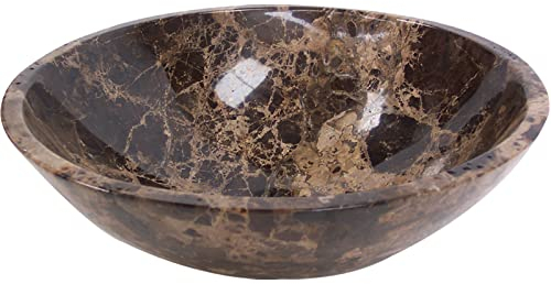 Chrocks Emperador piedra de mármol oscuro lavabo redondo baño recipiente lavabo encimera