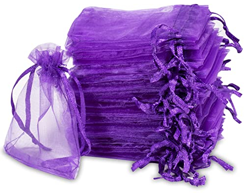 Carehabi - Sachets en organza, sachets en organza, pochette à bijoux, sacs de mariage, sacs de lavande (7 x 9 cm, violet)