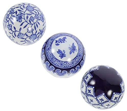 CLISPEED 3st Dekokugel Aus Keramik Orientalische Dekorative Kugeln Chinoiserie-dekor Blickkugel Aus Keramik Blaue Und Weiße Vase Kies Für Fischbecken Zimmerpflanzen Keramikdekor 6cm Kaffee