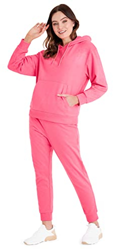 CityComfort Jogging Femme Ensemble Tenue de Sport Femme Mode Survêtement Sportswear Sweat Capuche et Pantalon Détente (Rose, S)