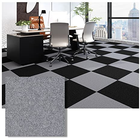 10 Stück Teppichfliesen, Selbstklebender Quadratischer Teppich, rutschfeste Kommerzielle Teppichbodenfliesen, Spleißen Von Teppichfliesen Für Den Wohnbereich(Size:60x60cm,Color:Hellgrau)