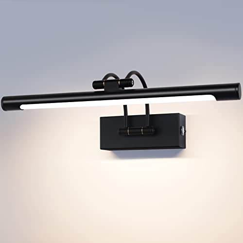 TYhogar LED Spiegelleuchte Badezimmer 40cm 10W, 3 Farbtemperaturen Dimmbar Spiegelschrank Beleuchtung Spiegellampe Badlampe Spiegel 170° Drehbar Schwarz Wandlampe Modern Wandleuchte