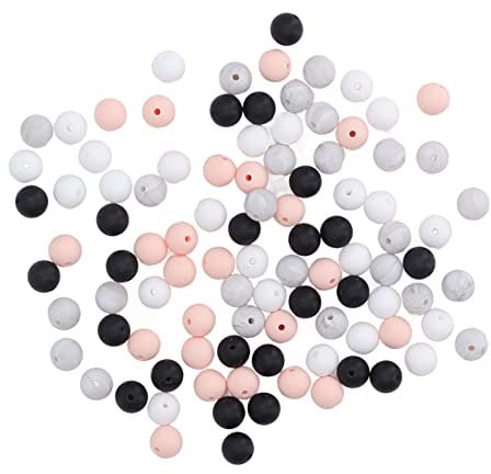 100pcs Silicone Bracelet Beads 9mm Silicone Beads for Necklaces (Type C)