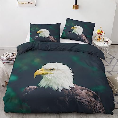 GEDAEUBA Sommer Bettwäsche 135x200 Adler - Vogelmotiv Bettbezug 135 x 200 2er Set, Wendebettwäsche und Kissenbezug 80x80, Weiche & Atmungsaktive Mikrofaser Bettwäsche-sets mit Reißverschluss