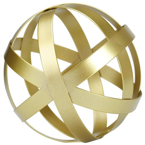 BYHER Gold Decor for Living Room Bedroom Bookshelf Coffee Table, Modern Style Figurine Decorative Ornaments Home Decor for Shelves (4.5 Modern Decorative Ball)
