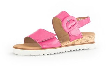Gabor Damen Keilsandalen, Frauen Sandalen,Leichte Mehrweite (G),Freizeitschuhe,offene Schuhe,Strandschuhe,Magenta(Kork/Creme),38.5 EU / 5.5 UK