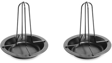 Fackelmann Hähnchenbräter, Hähnchengriller aus Karbonstahl mit Antihaftbeschichtung, zerlegbarer Geflügelbräter mit Abtropfschale (Farbe: Schwarz), Menge: 1 Stück (Packung mit 2)