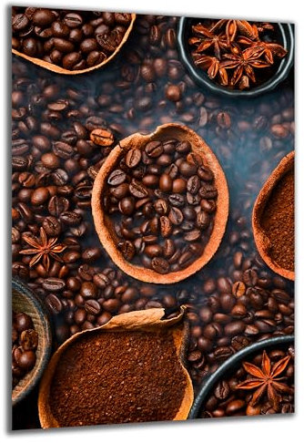 DARO Design - Wand-Bild auf 6mm HDF 60x40 cm Kaffee von oben - Wand-Deko Bilder Geschenk