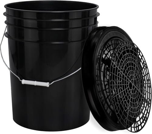 BenBow - Wascheimer Schwarz mit Schmutzsieb - 20 Liter transparent - Robust langlebig und ideal für die professionelle Hand-Autowäsche und Werkstattanwendungen - Waschanlage - perfekt für Sauberkeit