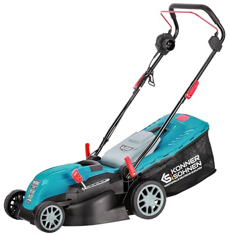 K&S Könner&Söhnen KS 38LM rasenmäher Elektro 1400 W, Leerlaufdrehzahl 3250 U/min, Lawn Mower mit Schnittbreite 380 mm, elektrorasenmäher Schnitthöhe 25–75 mm, 5 Positionen, Grasfangbox 40 l