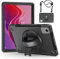 Junfire Case for Lenovo Tab M11 / K11 LTE 11 inch 2024, Shockproof Protective with Screen Protector, 360° Rotating Kickstand, Hand Strap, Pen Holder, Shoulder Strap for Lenovo M11 Tablet Case, Black