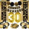 30 Geburtstag Deko, Geburtstagsdeko Frau Männer, Happy Birthday Girlande, Luftballons Schwarz Gold Deko, Happy Birthday Tür Banner, Nummer 30 Folienballons,Lametta Vorhang, Konfetti Luftballons