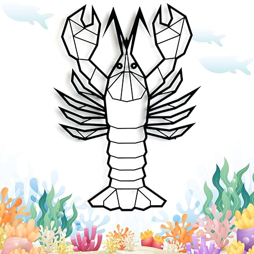 keluly Hummer, Metallskulptur, Wanddekoration, Schild, Souvenir, Poster, Dekoration, Meerestiere, Geschenk für Meeres- und Ozean-Fans, Entdecker, Fischer.