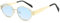 WDZAYXC Retro oval Metall modische Sonnenbrille für Damen Herren, UV-Schutz(Gold/Blau)