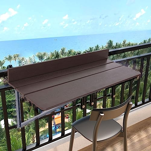 Balkontisch, Terrassentisch, Balkon-Stehtisch Für Geländer, Balkontisch Zum Aufhängen, Klappbarer Balkontisch, Wandklapptisch, Moderner Home-Bar-Wand-Schwimmtisch, Garten-Balkongeländer (Braun, 31,5