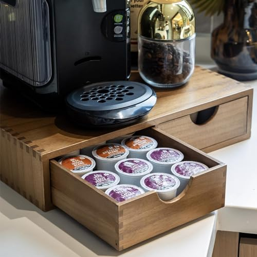 Wooden K-Cup Organizer - Coffee Pod & Tea Storage Box, 30 Pod Capacity