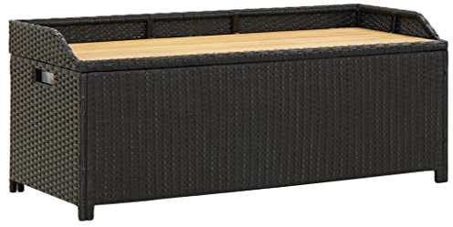 Cozynest Sitzbank mit Stauraum 120 cm Poly Rattan Schwarz
