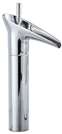 Wasserhahn Bad Chrom,Wasserfall Waschtischarmatur,Hoch Hoch Aufsatz Mischbatterie Badarmatur Antikes, Einhebel Mischbatterie Badezimmer Waschbecken aus Messing