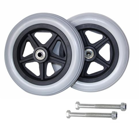 BEEGMA 2 Stück Rollstuhlrad Rollstuhl Vorderrad Gummi 6/7/8in Vollreifen Ersatzräder Grau Räder Caster Möbelrollen Durchmesser 14/15/17/19/20cm(19-20cm(8in))