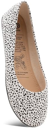 Rollasole Ballet Pumps – Dalmation - White and Black Folding Flat Shoes for Women