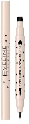 Eveline Cosmetics Eveline Dual-Action Eyeliner mit Stempel - Multifunktionale vegane Formel, langanhaltend & wasserfest für kreatives Make-up