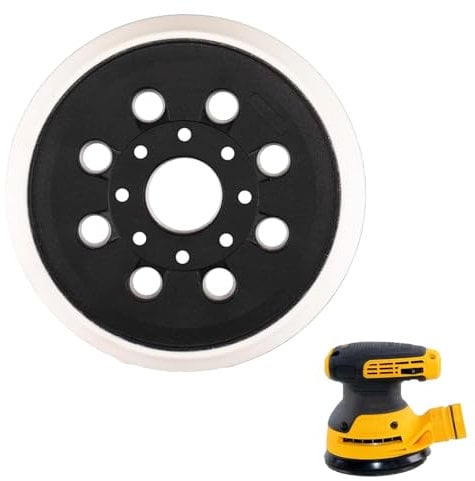 5 Inch 8 Hole Sander Backing Pad, Random Orbital Sander Hook Loop Sanding Backing Pad Replacement Part Compatible with Bosch Models GEX125-1A PEX220 Skil 7402 7490 Accessory for Random Orbital Sanders