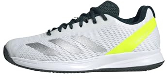 adidas Courtflash Speed 2 Mens Tennis Shoes, Zapatillas de Tenis Hombre, Cloud White/Silver Metallic/Lucid Lemon, 44 2/3 EU