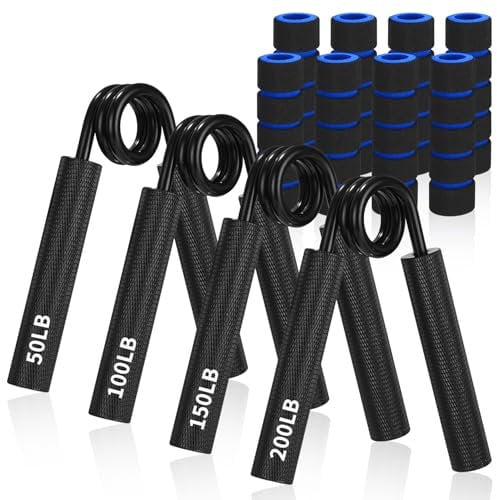 4Pack Handtrainer Unterarmtrainer set, Grip Griffkraft Trainer für Handgriff-Stärker, Muskelaufbau und Hand-Rehabilitationsübungen（50/100/150/200LBS）