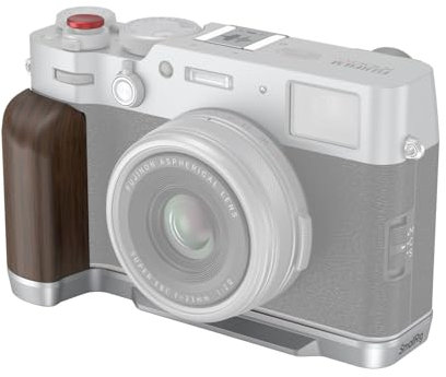 SMALLRIG Handgrip, poignée en Bois en Forme de L pour Appareil Photo FUJIFILM X100VI / X100V, Plaque de déclenchement Rapide intégrée pour Arca, avec obturateur et Couvercle de Sabot, Argent - 4804