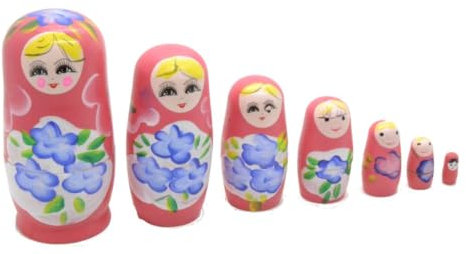 Aries boutique Grande poupée russe florale rose – Poupées décoratives peintes à la main, poupée Matryoshka, poupées empilables, jeu de figurines de 7 pièces.