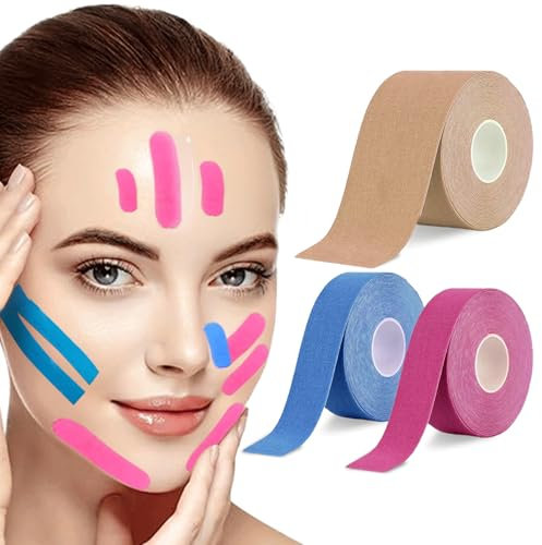 Shefave Face Lifting Tape, 3 Rollen Face Tape, Gesichtstape gegen Falten, Face Tape Lifting Gesicht Anti Falten Pflaster, Multifunktional Wrinkle Patches, Straffung der Haut, Zornesfalte Pflaster