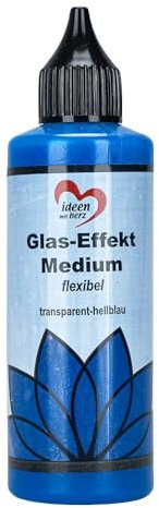 Ideen mit Herz Glas-Effekt-Medium, Wasserbasis, 12-24 Stunden Trocknungszeit, für Glaskunst-Optik (Transparent-hellblau)