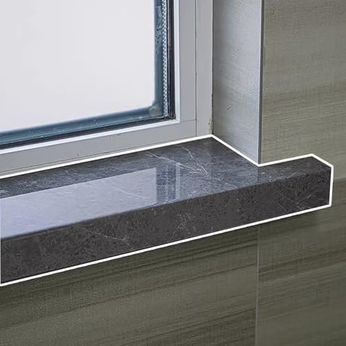Fensterbank AußEn Dekorativer Fensterschutz für Fensterbänke in Grau, Arbeitsplatten für Fenster in Marmoroptik mit Moderner Struktur, Individueller Türrahmen für Schlafzimmer, Simsschutz(60x18cm (23