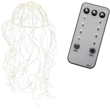 ReWu LED-Lichterkette Qualle - 480 LED-Lichter - Lampe Quallenlampe Lichterkette LED-Stänge Inklusive Fernbedienung Stimmungslicht 30 x 30 cm