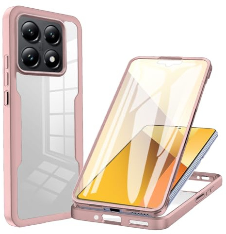 betterfon 360 Grad Hülle Kompatibel mit Xiaomi 14T Pro | Handyhülle eingebautem Displayschutz | Rosa |Smartphonecase vollschutz