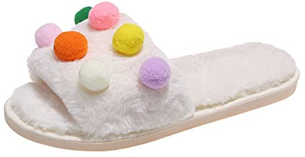 Chaussons Tendance, Respirants, décontractés, pour l'extérieur, pour Femmes, Chauffants, pour Micro-Ondes (Blanc, Pointure 40, UK)