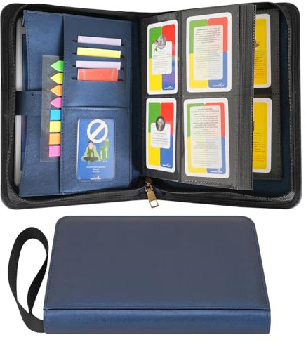 Wonderpool 4 Fächer Sammelkarten Ordner Fotokarten Album A5 Binder für 240 Fächern Leder pu Kartenhalter und Sportkarten Seitenladender Kartenordner für MTG TCG Spiel und Sportkarten (Blau)