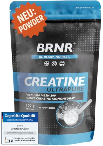 BRNR Creatin Monohydrat Pulver, ultrapures Powder, geprüft und rein, Kreatin Monohydrat, 500g