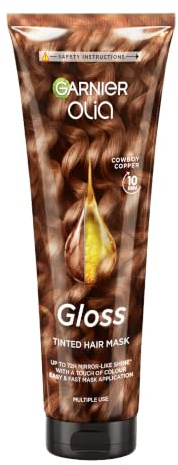 Garnier Olia Gloss 10Min Tinted Hair Mask, Hair Toner, Cowboy Copper | Ultra Glossy, Up To 72h Mirror-Like Shine, Touch Of Colour For Up To 6 Washes, Corrects Up To 1 Year Of Damage