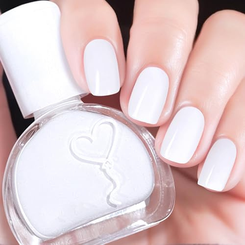 Pearl Nail Polish,White Nail Polish Quick Drying Varnish,High Glossy Long Lasting & Chip Resistant Nail Varnish for DIY Nail Art Manicure,No Need Cure (White)